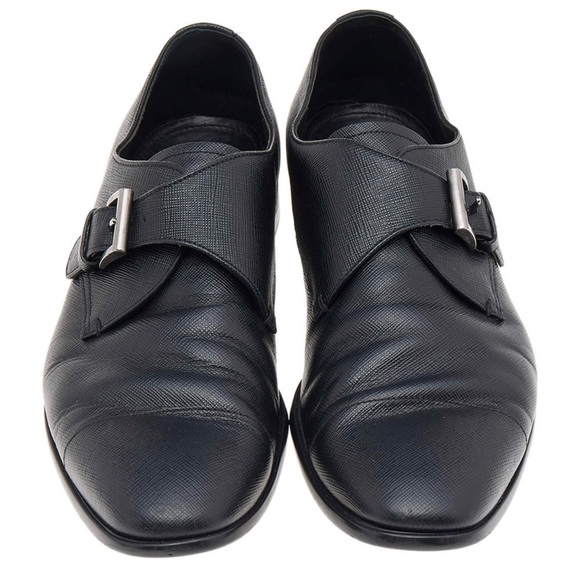 Prada Men's Black Saffiano Leather Monk Strap Loafers - Picture 6 of 14